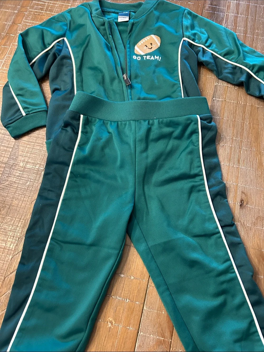 Old Navy Teal Green Kids Matching Track Set with White Piping